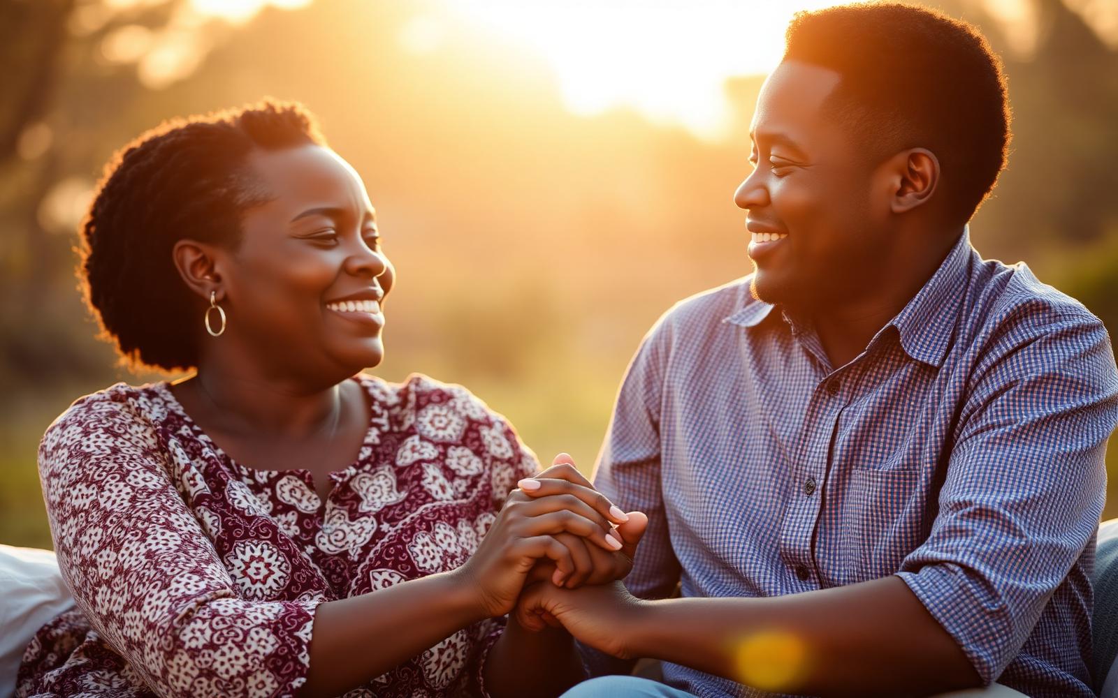 A reconciled couple in golden hour